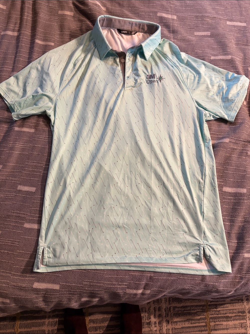 Light Blue 3M Open Polo Shirt with Button Placket